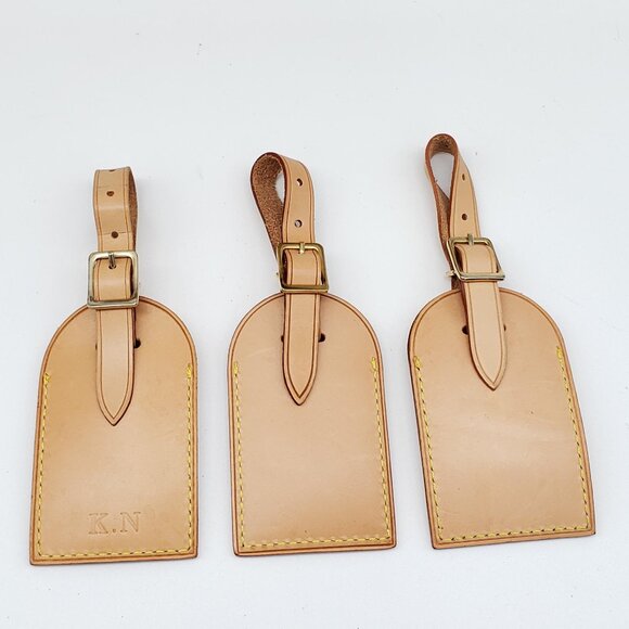 Authentic Louis Vuitton Tan Luggage / Name Tags With Initial K.N. LC15-121025 - Picture 2 of 9